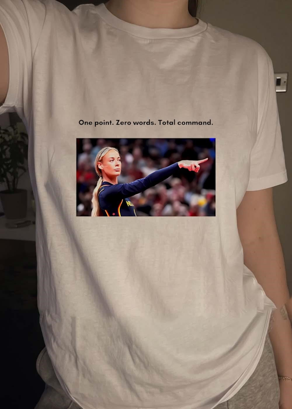 Leading Lady Pointing One Zero Words Total Command Indiana Fever T-Shirt