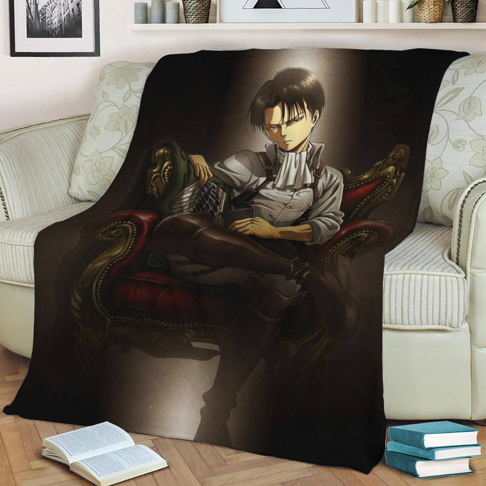 Levi Ackerman Fleece Throw Blanket