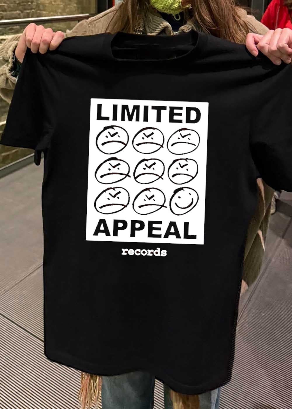 Limited Appeal Records Smiling Frown Faces Music Logo T-Shirt