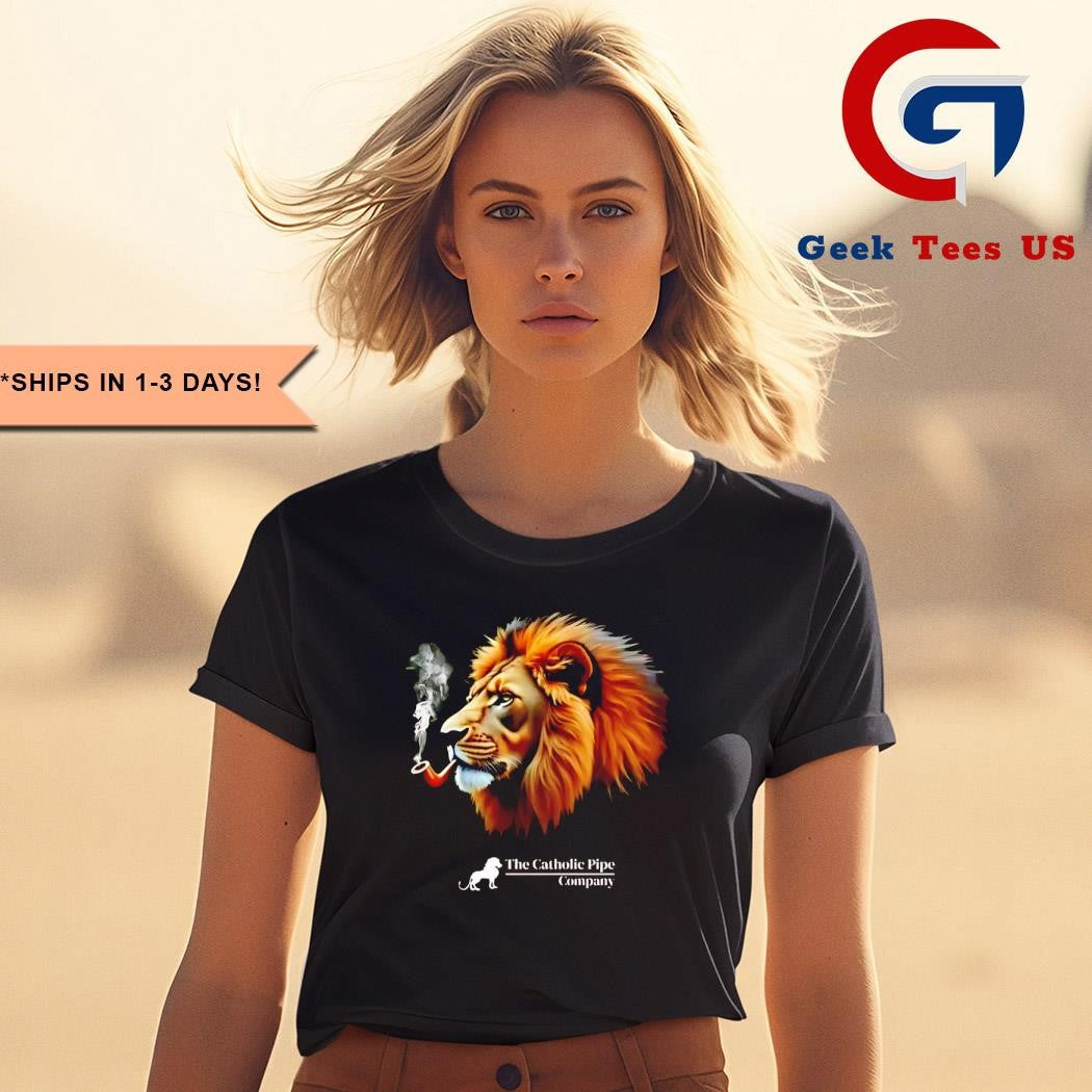 Lion smoking the catholic pipe company shirt