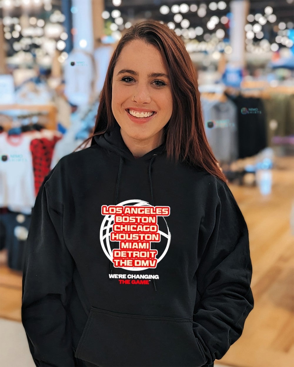 Los Angeles Boston Chicago Houston Miami Detroit The DMV we’re changing the game shirt