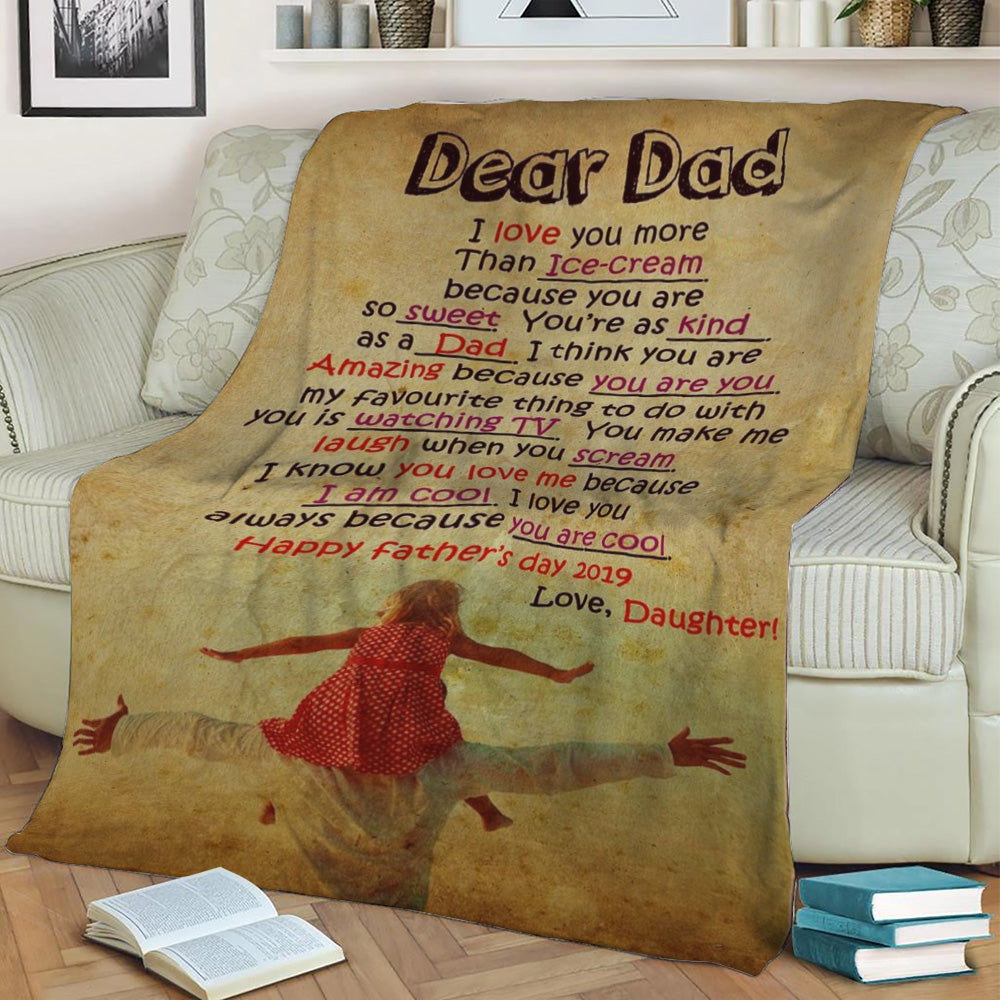 Love dad to my daughter Fleece Throw Blanket