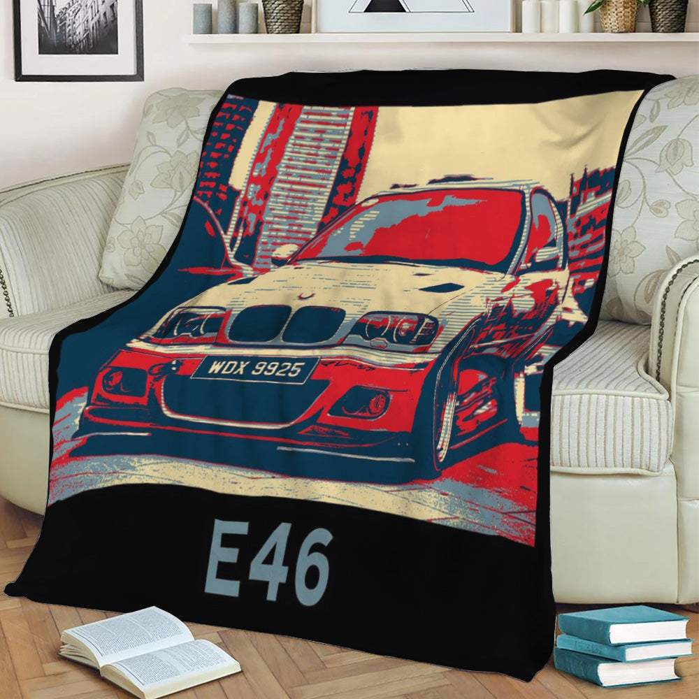 M3 E46 Front View Fleece Throw Blanket