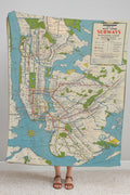 Map of Newyork Subways Elevated Lines Fleece Blanket