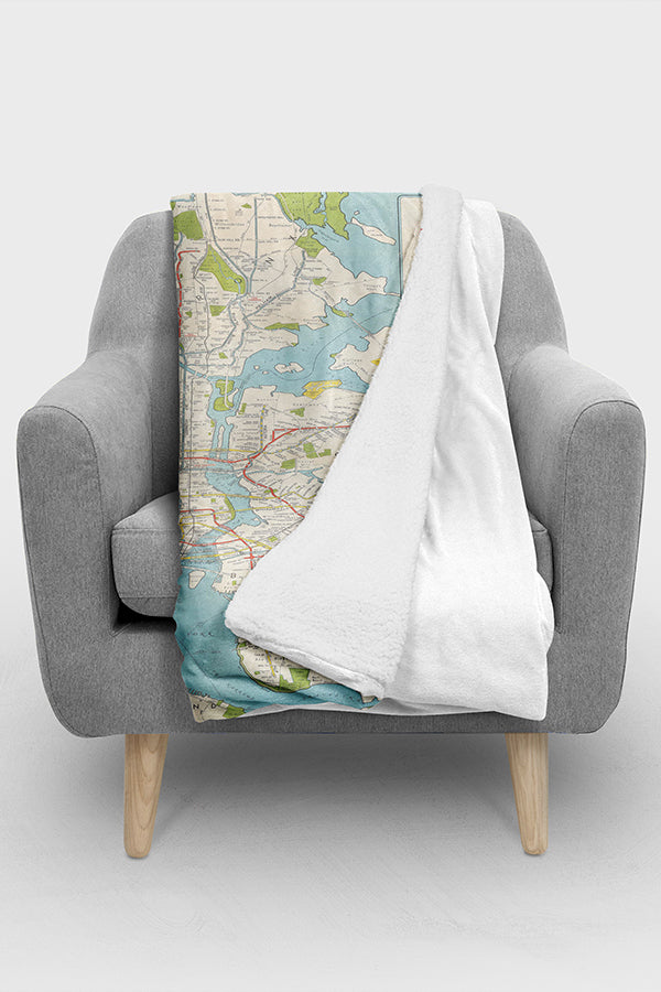 Map of Newyork Subways Elevated Lines Fleece Blanket