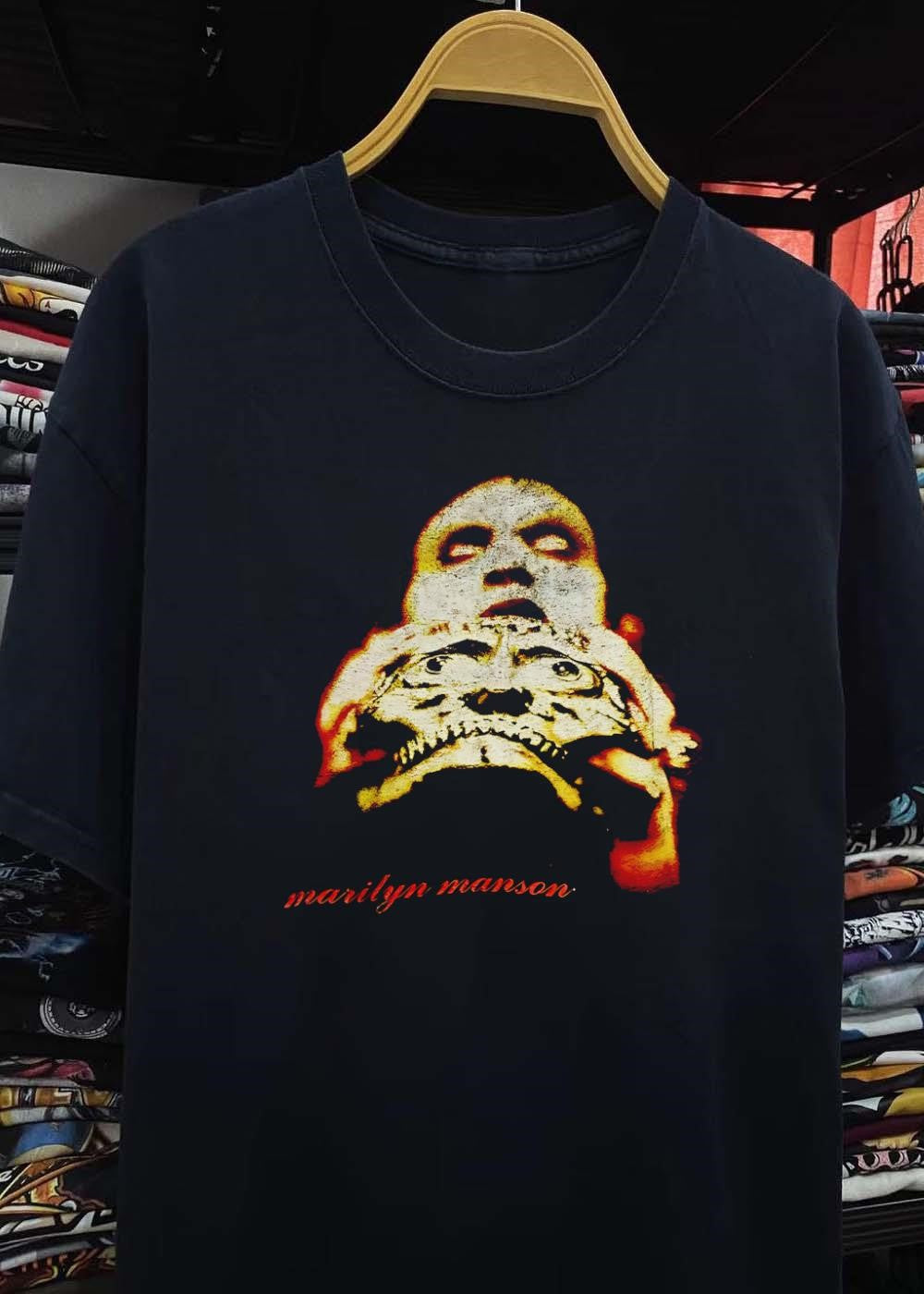 Marilyn Manson Face and Skull Art Shirt