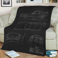 Mazda RX-7 Blueprint Fleece Throw Blanket