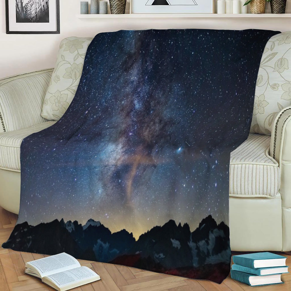 Milky Way over the Alps Fleece Throw Blanket