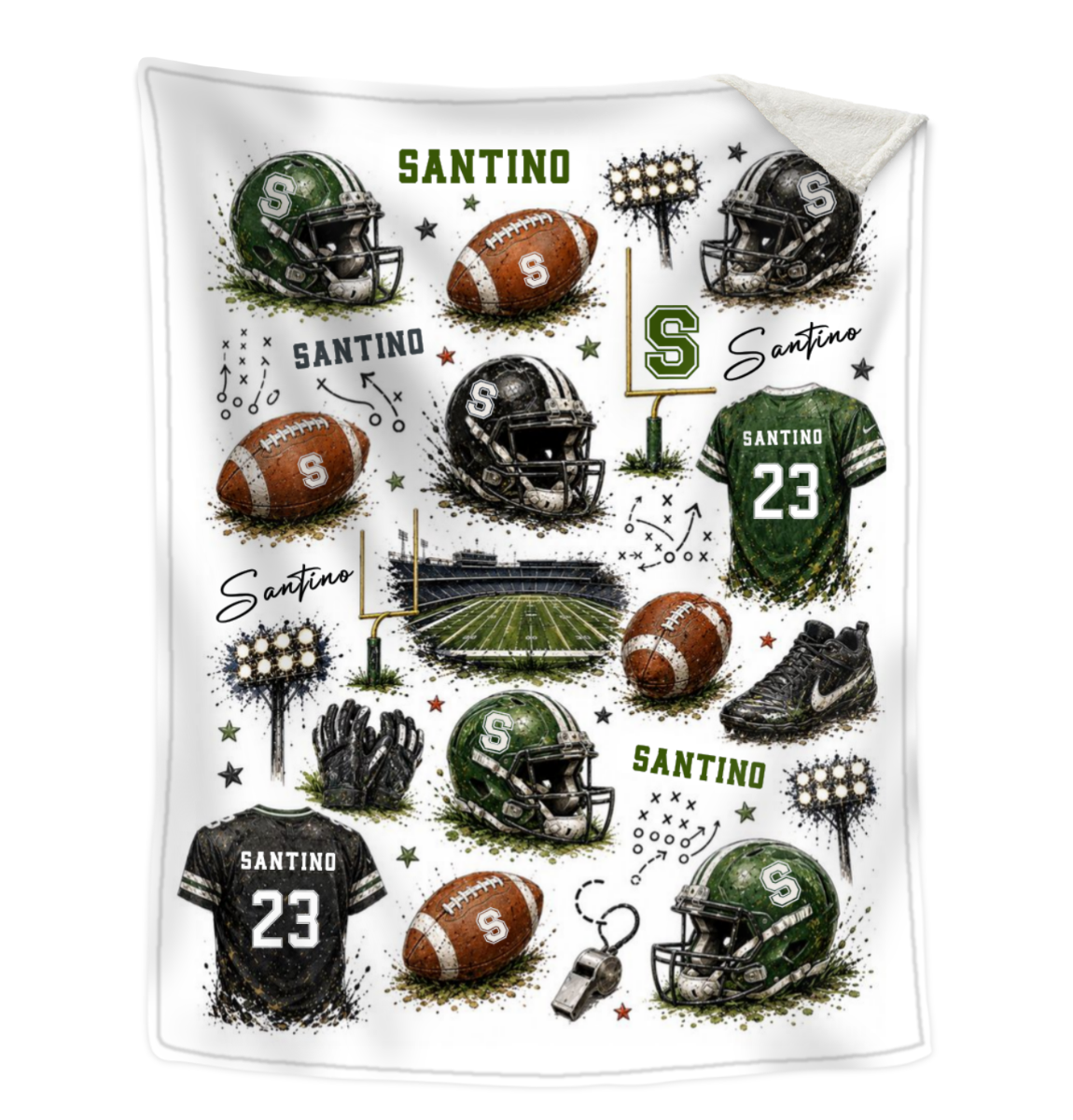 Personalized American Football Blanket, American Football Gift, Custom Name Sports Jersey Blanket Boy, American Football Nursery Decor