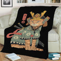 Neko Samurai Fleece Throw Blanket