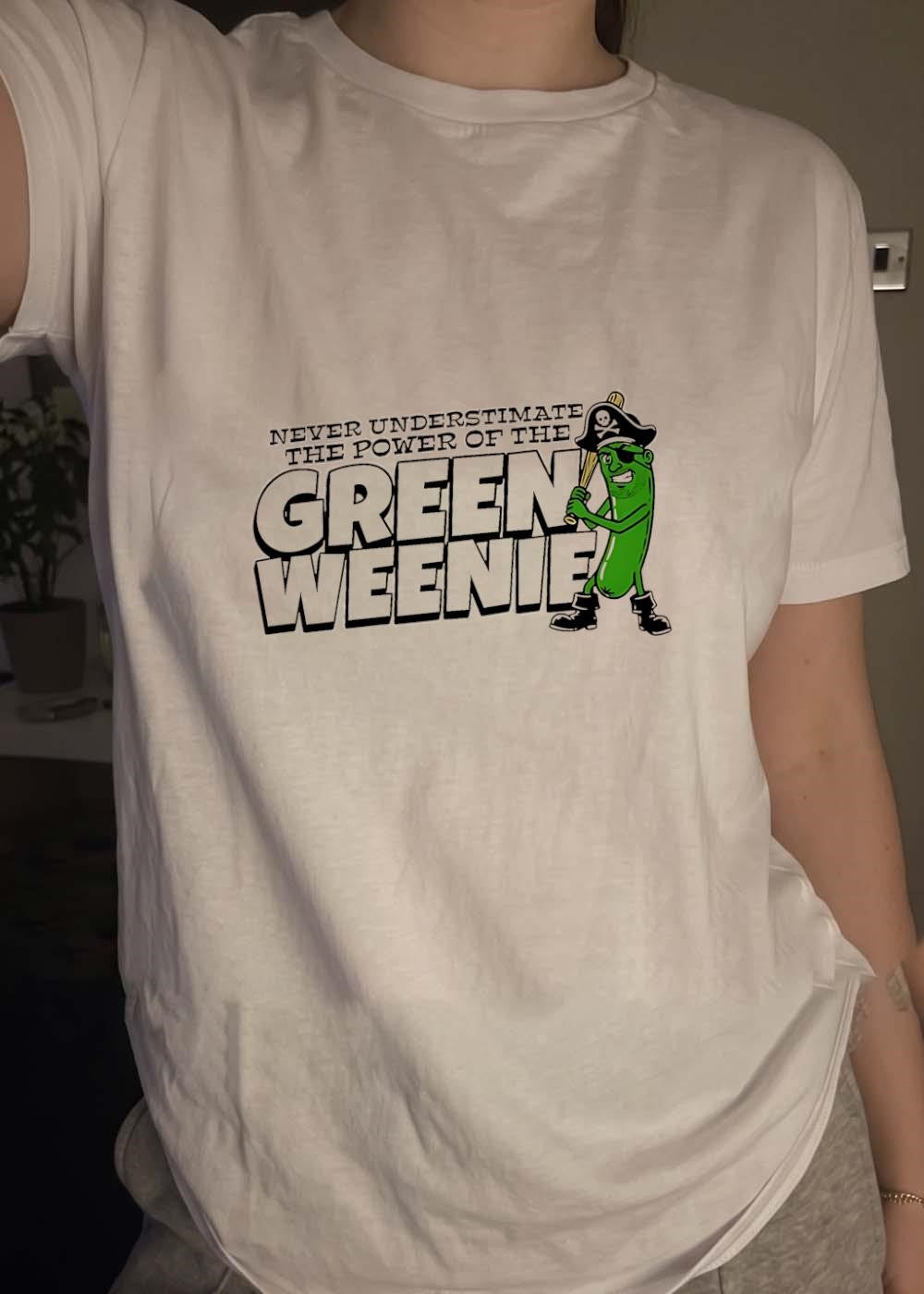 Never Underestimate the Power of the Green Weenie Pirate Pickle T-Shirt