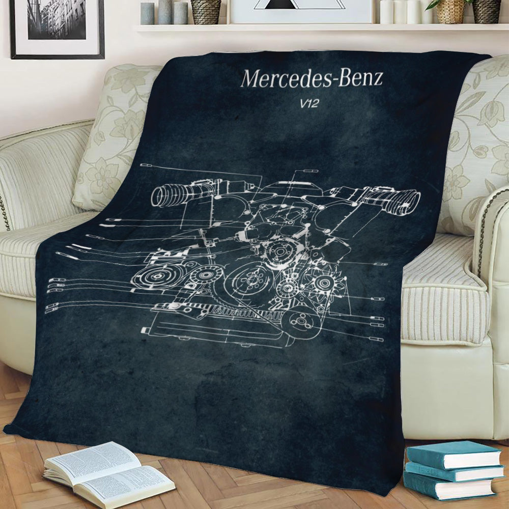 No167 Mercedes Benz V12 Fleece Throw Blanket