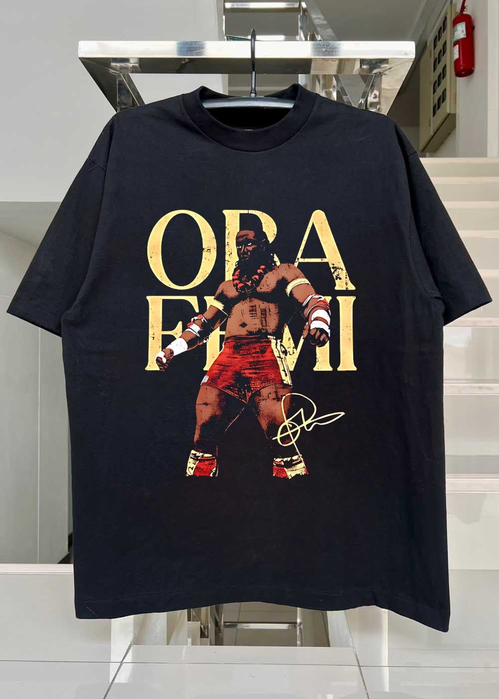 Oba Femi Signature Obi Femi Standing Pose Text Logo T-Shirt