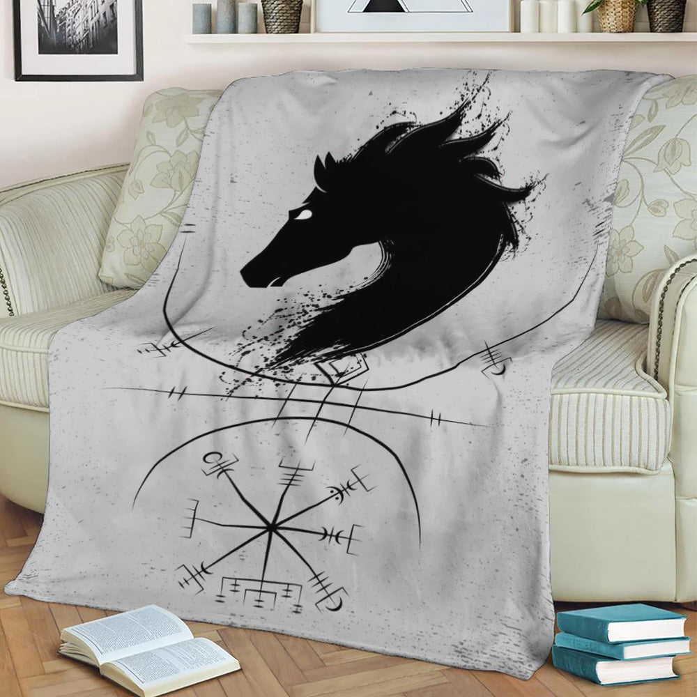 Odin Sleipnir Vegvisir Fleece Throw Blanket