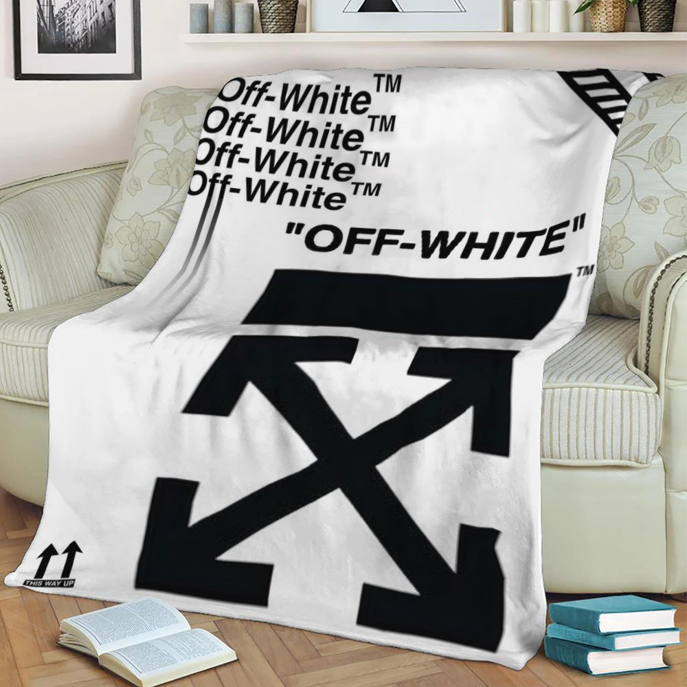 Off White Drip Fleece Throw Blanket