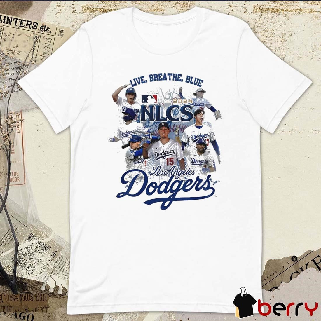 2024 Los Angeles Dodgers MLB Live, Breathe, Blue NLCS Graphic Players t-shirt