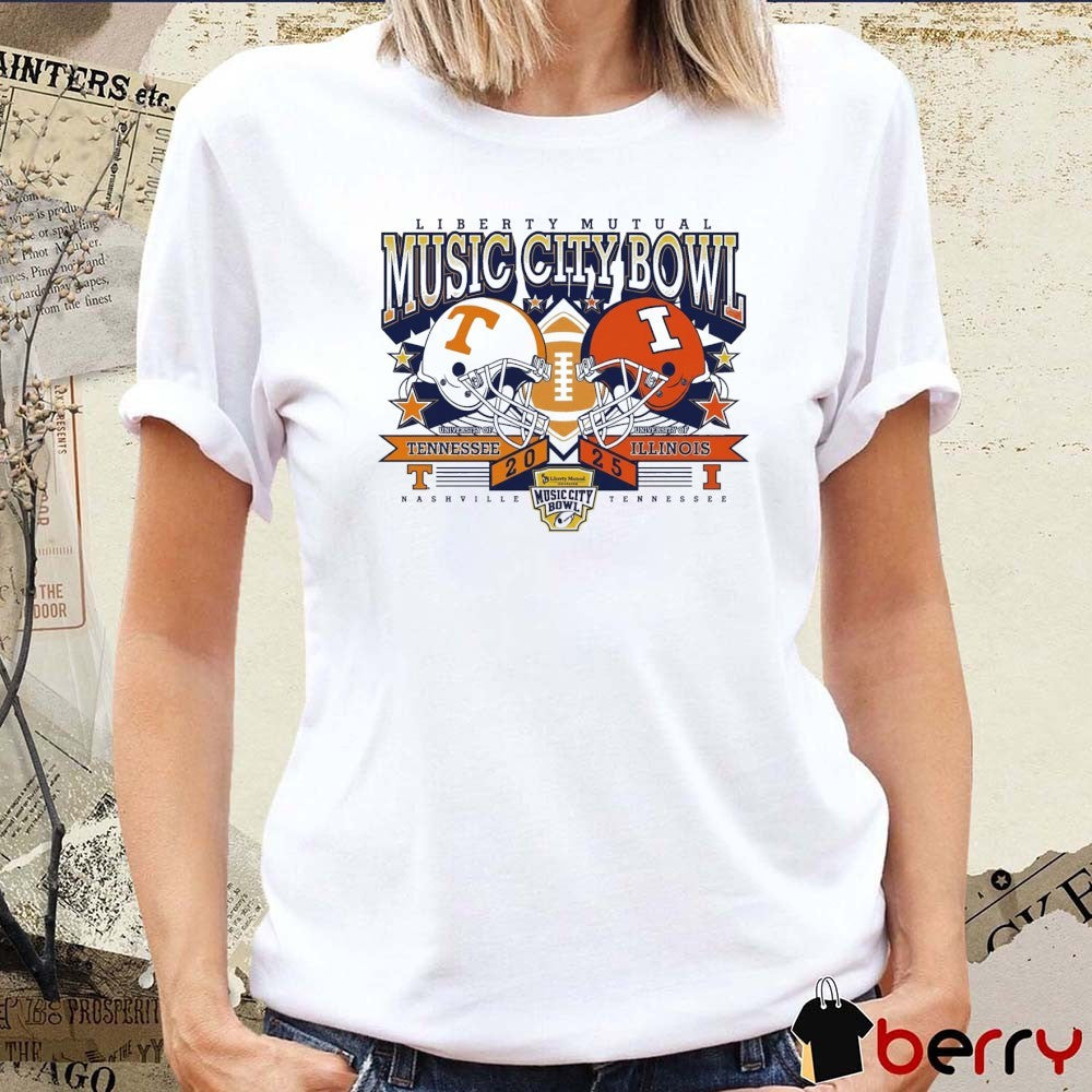 2025 Liberty Mutual Music City Bowl Tennessee Volunteers Vs Illinois Fighting Illini Nashville TN Helmets t-shirt