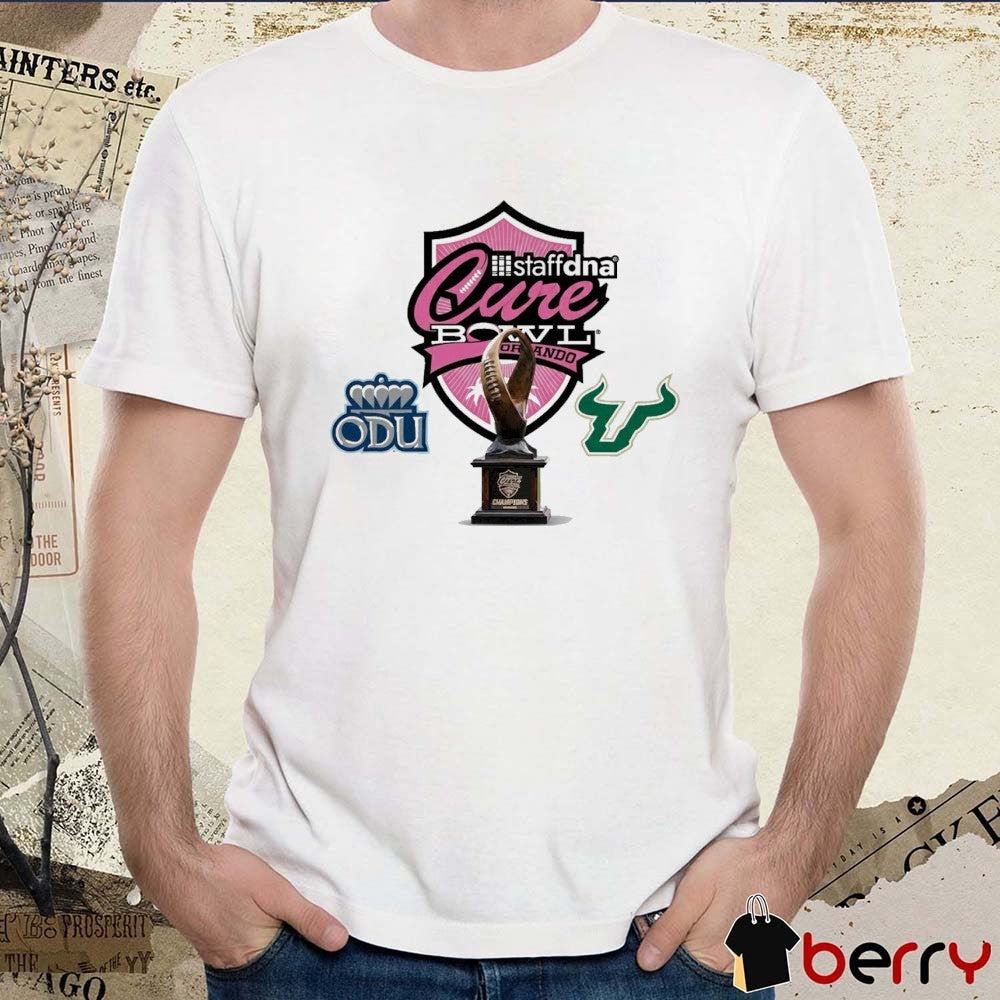 2025 StaffDNA Cure Bowl South Florida Bulls Vs Old Dominion Monarchs Breast Cancer Logo t-shirt