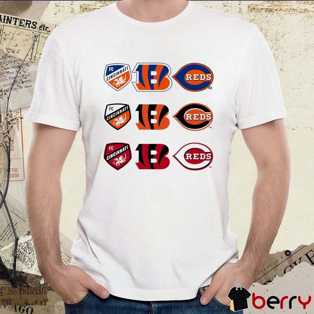 2026 FC Cincinnati, Cincinnati Bengals, Cincinnati Reds Logos t-shirt