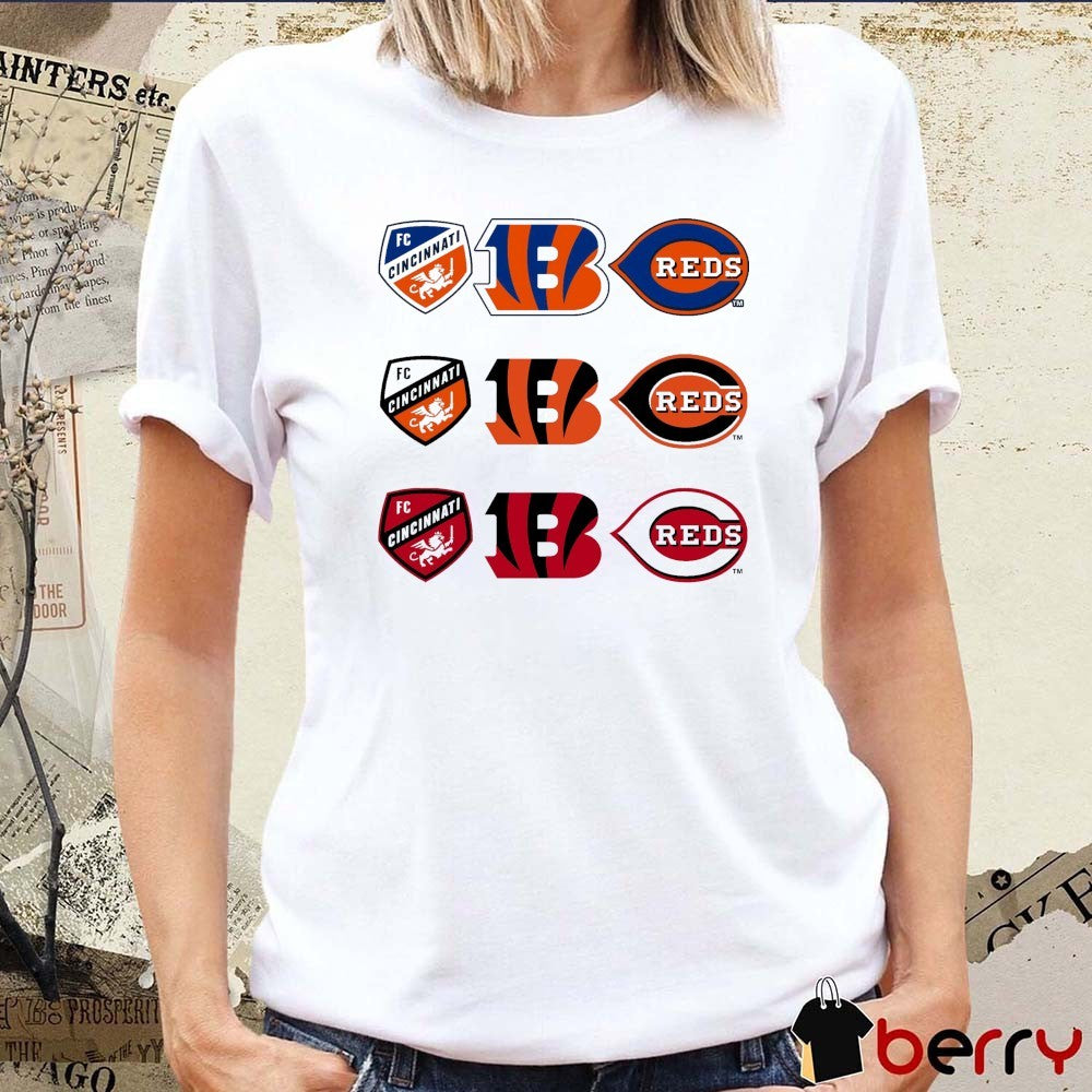 2026 FC Cincinnati, Cincinnati Bengals, Cincinnati Reds Logos t-shirt
