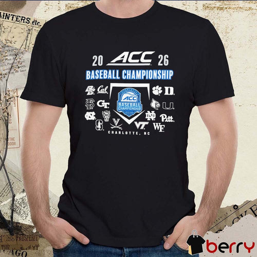 2026 NCAA ACC Baseball Championship Champion Charlotte NC All Teams Logos t-shirt