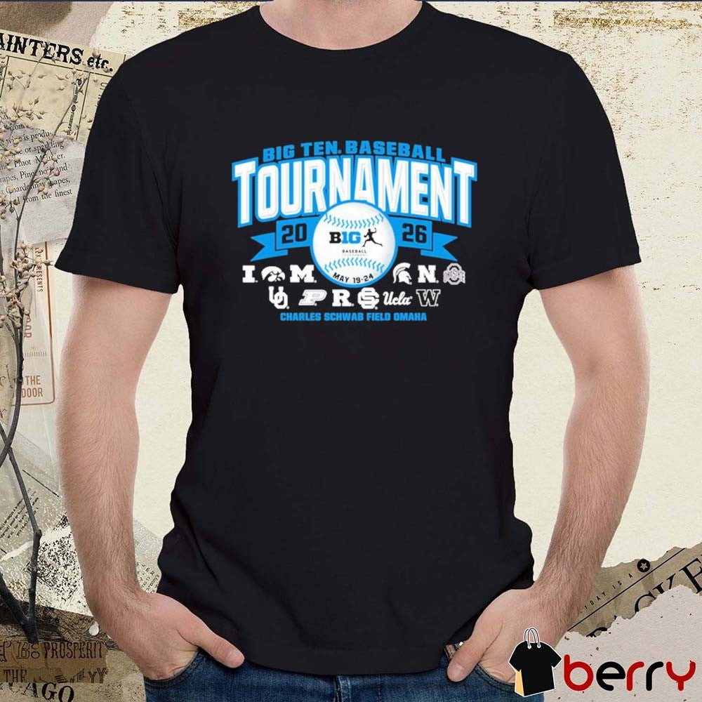 2026 NCAA Big Ten Baseball Tournament Charles Schwab Field Omaha Logos t-shirt