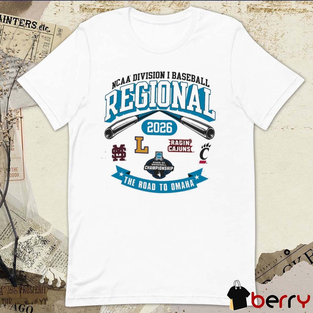 2026 NCAA Division I Baseball Regional Mississippi State The Road To Omaha Logos t-shirt