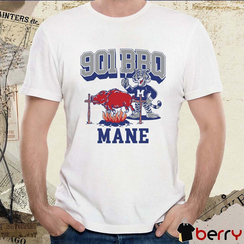 901 BBQ Mane Memphis Tigers Beat Arkansas Razorback Mascot t-shirt