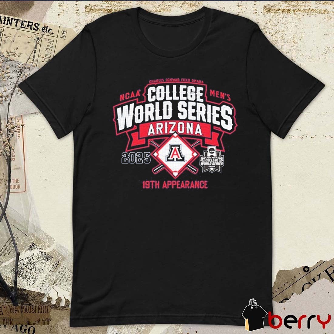 Arizona Wildcats NCAA Men’s College World Series Bound 2025 Charles Schwab Field Omaha 19th Appearance t-shirt