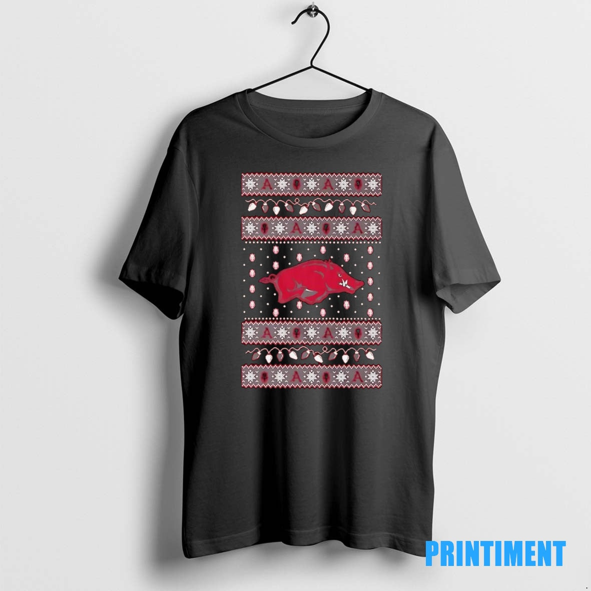 Official Arkansas Razorbacks Ugly Christmas Light Tee Sweater