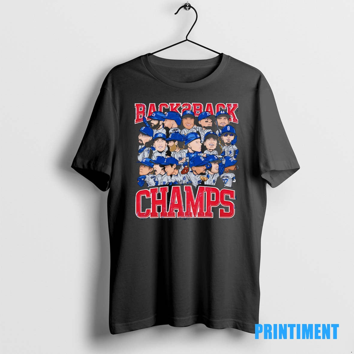 Official Back 2 Back Champs Los Angeles Dodgers Caricature Tee Sweater