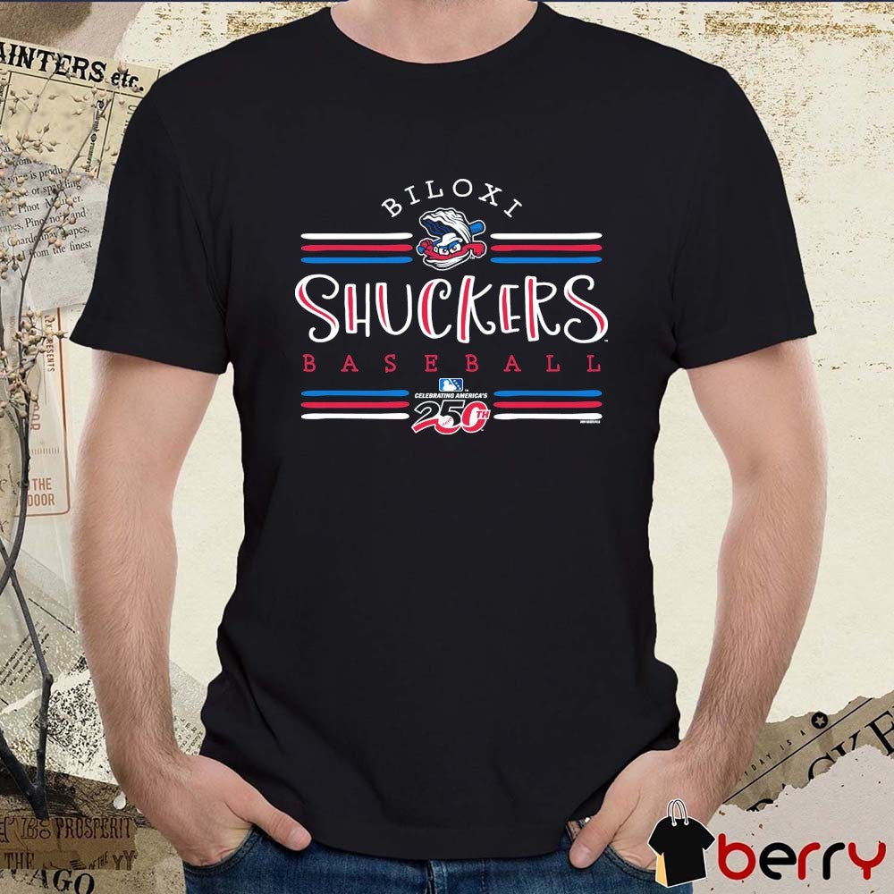 Biloxi Shuckers Baseball BaseFlag MiLB America 250 Patriotic t-shirt