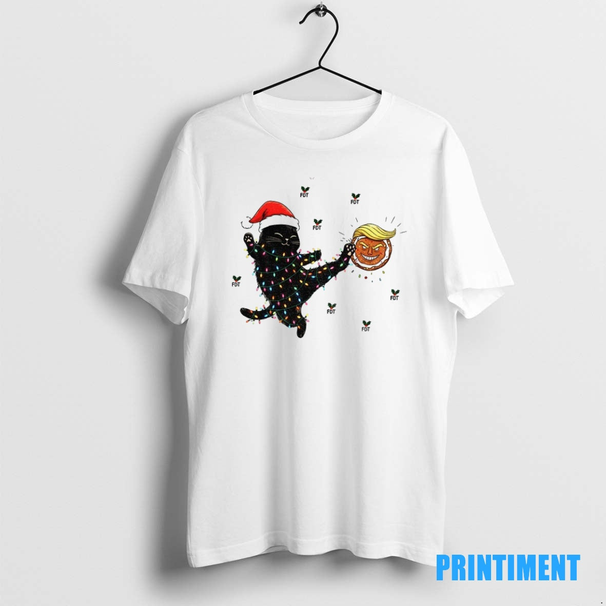 Official Black Cat Kick Trump Cookie Fdt Christmas 2025 Tee Sweater