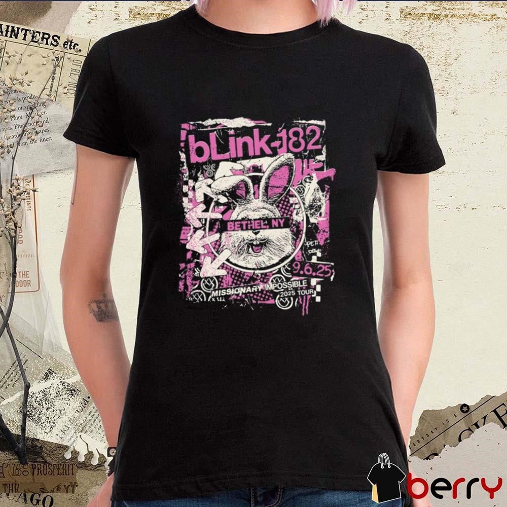 Blink 182 Missionary Impossible 2025 Tour September 6 2025 Bethel Woods Center for the Arts In Bethel NY t-shirt