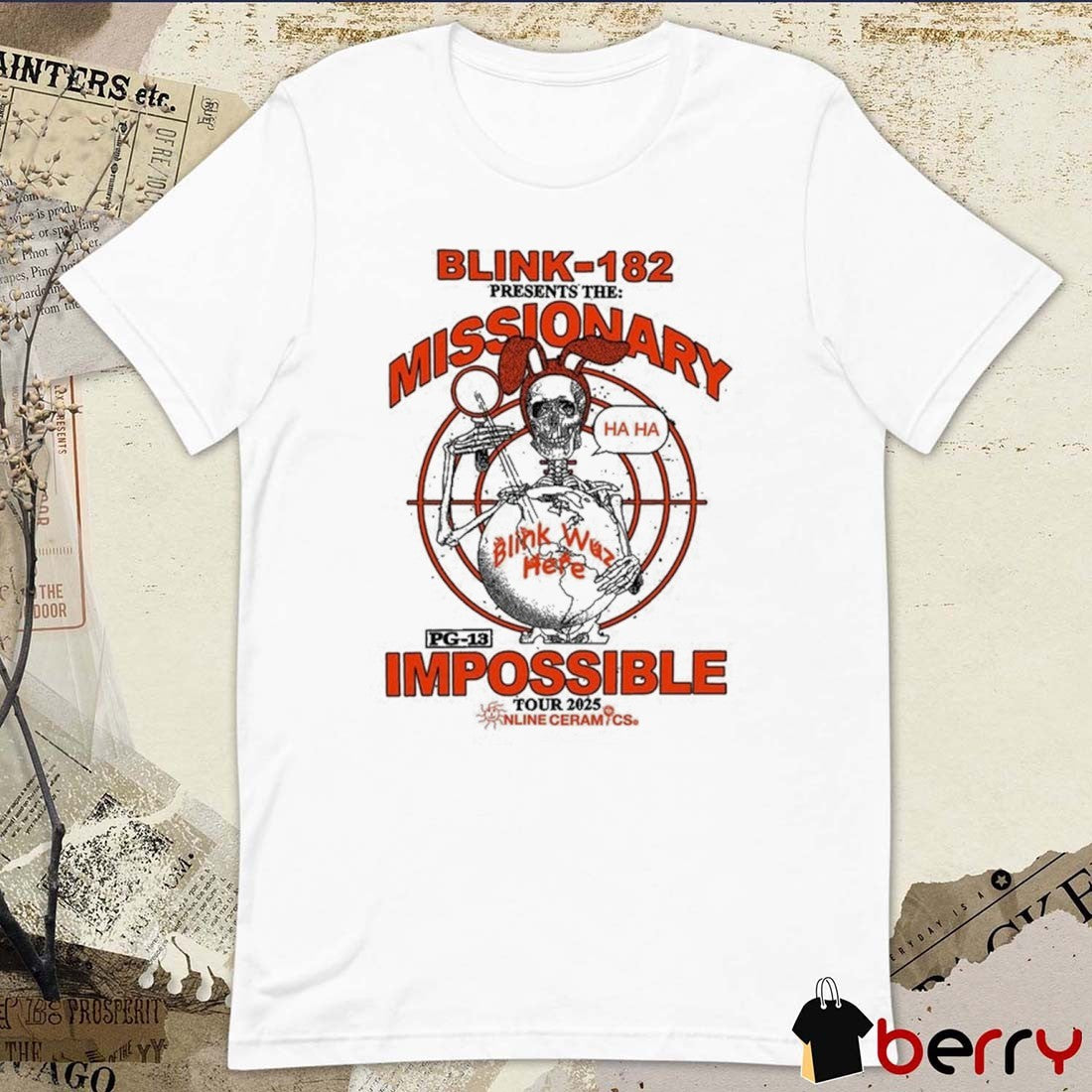 Blink 182 Presents The Missionary Impossible Tour 2025 Graphic t-shirt