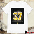 Boston Bruins Patrice Bergeron No. 37 Becoming The 14th Number Raised To The Garden Rafters 2026-27 Season Poster t-shirt
