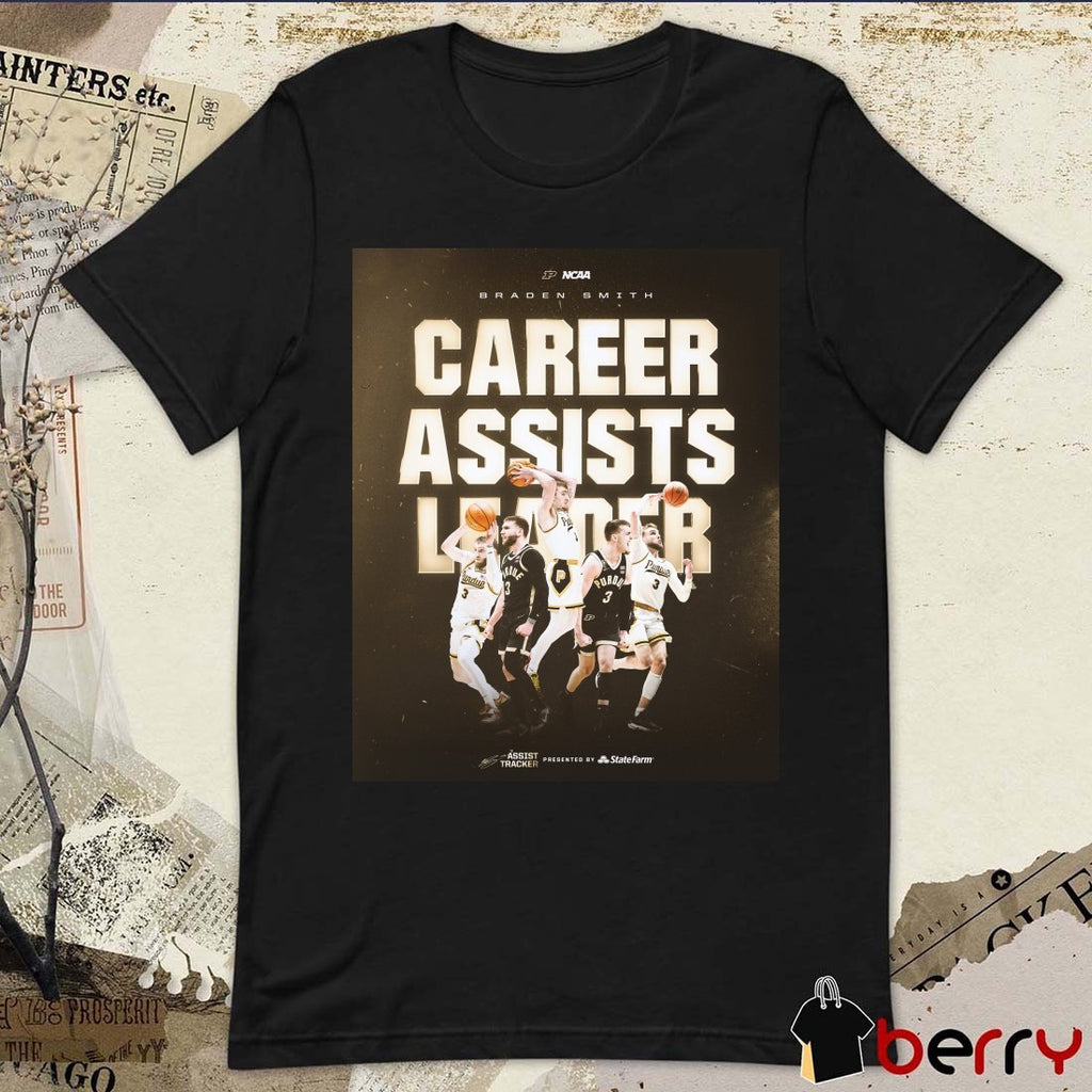 Braden Smith Career Assists Leader 2026 NCAA Purdue Boilermakers Signature Poster t-shirt