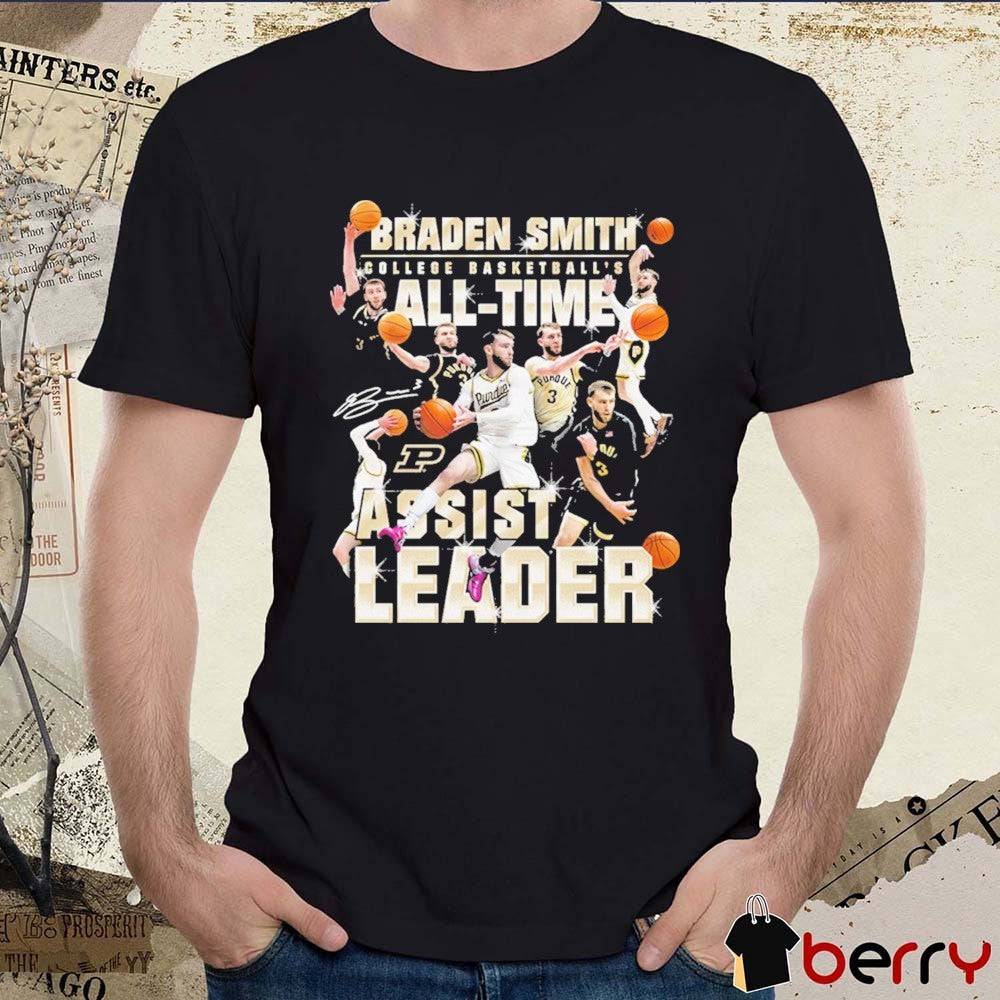 Braden Smith Purdue Boilermakers College Basketball’s Breaks NCAA All-Time Assists Leader Record Signature t-shirt