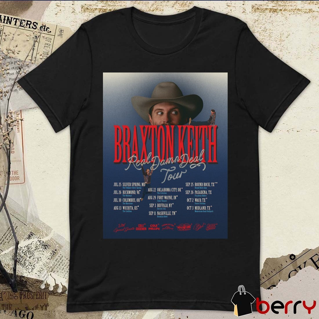 Braxton Keith Real Damn Deal Tour 2026 July 25 Silver Spring MD Poster t-shirt