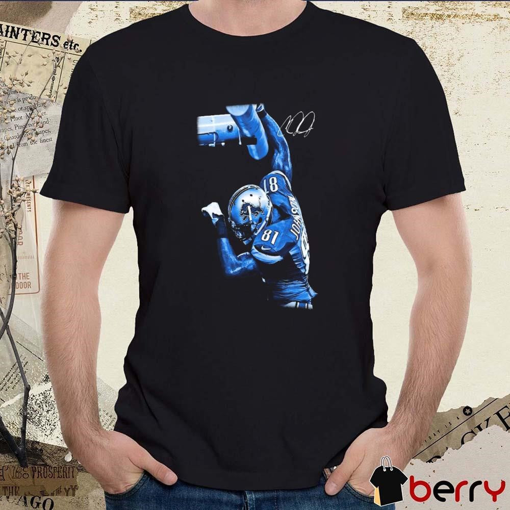Calvin Johnson Detroit Lions Hall of Fame Player Graphic Signature t-shirt