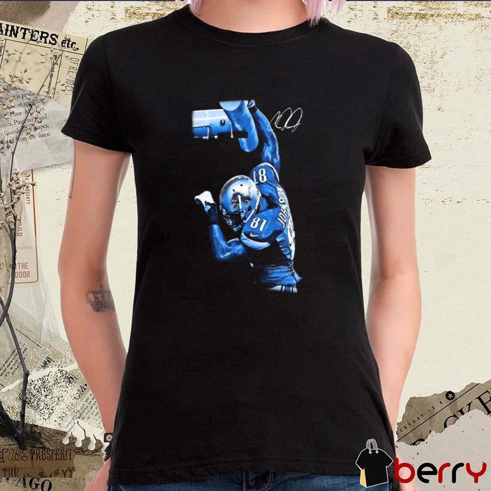 Calvin Johnson Detroit Lions Hall of Fame Player Graphic Signature t-shirt