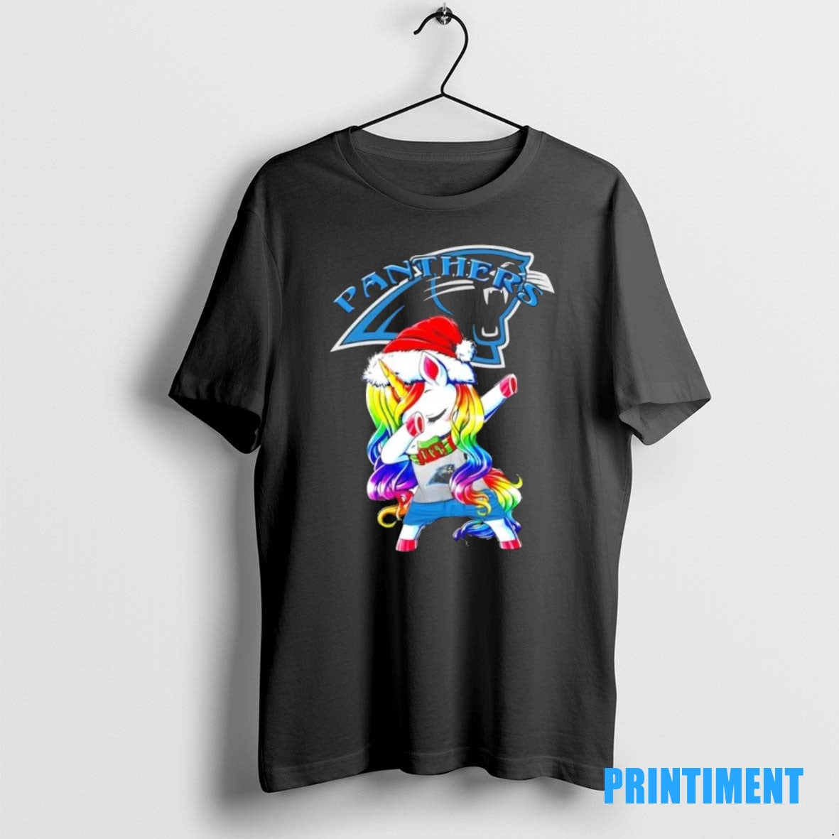 Official Carolina Panthers X Unicorn Santa Hat Dabbing Merry Christmas Tee Sweater