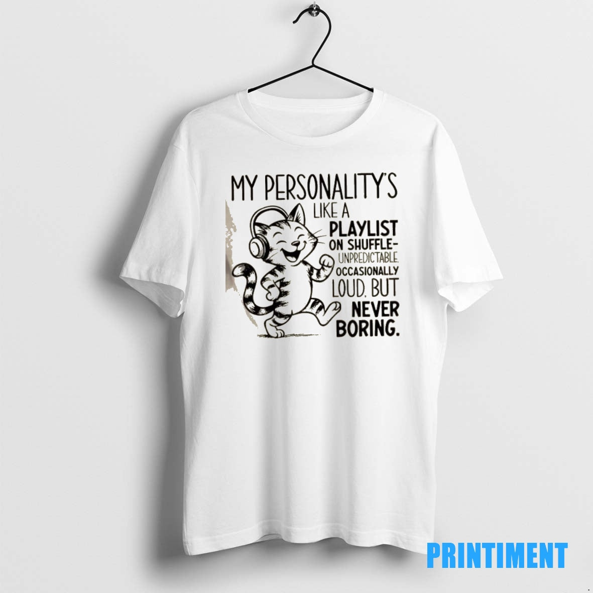 Official Cat Wearing Headphones My Personalitys Like A Playlist On Shuffle Tee Sweater