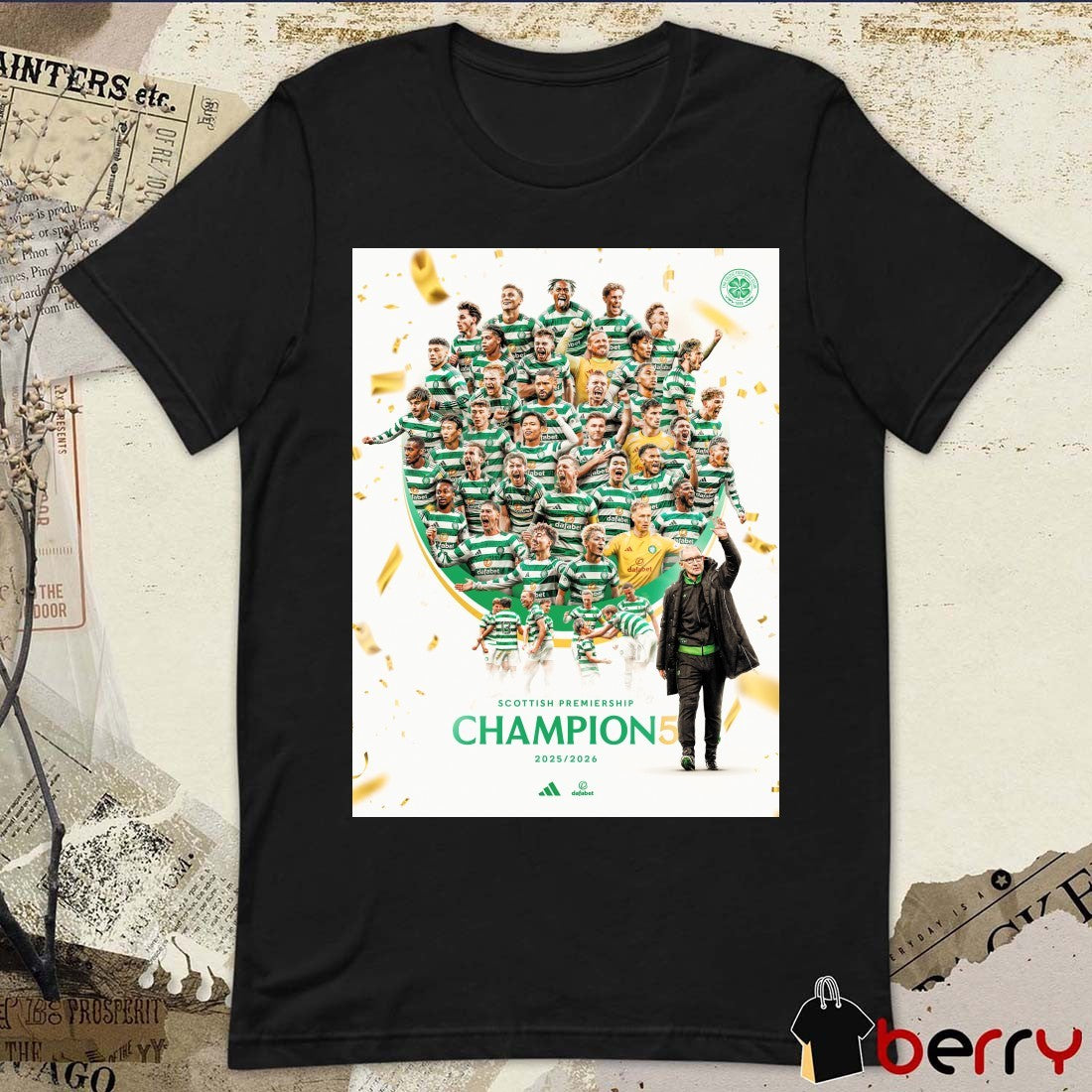 Celtic Football Club celebrating Scottish Premiership Champion 2025 – 2026 season Poster t-shirt