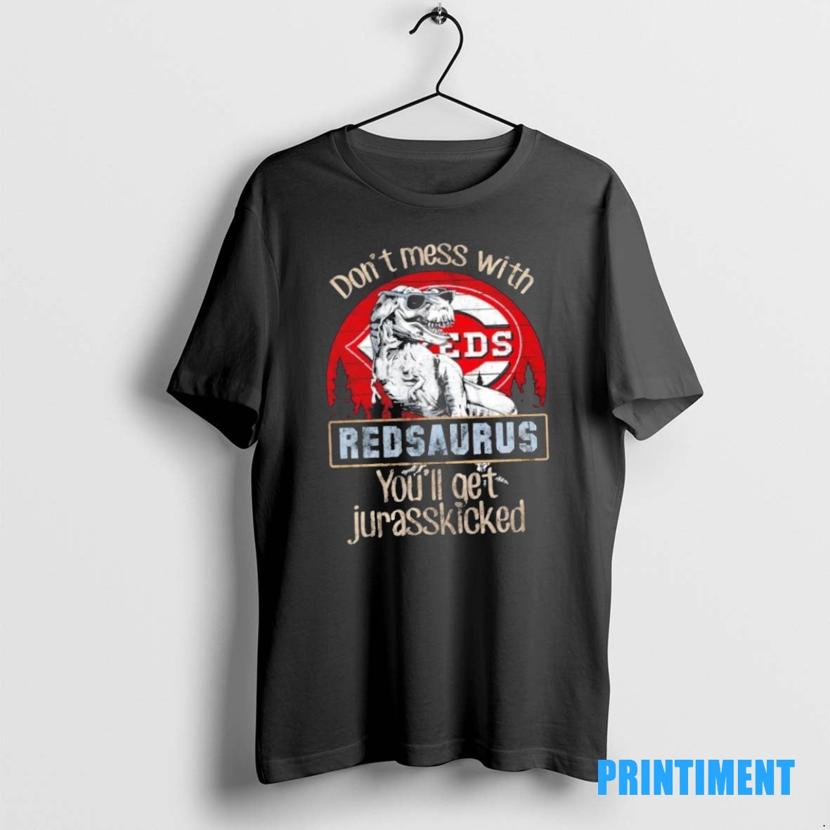 Official Cincinnati Reds Dont Mess With Redsaurus Youll Get Jurasskicked Tee Sweater