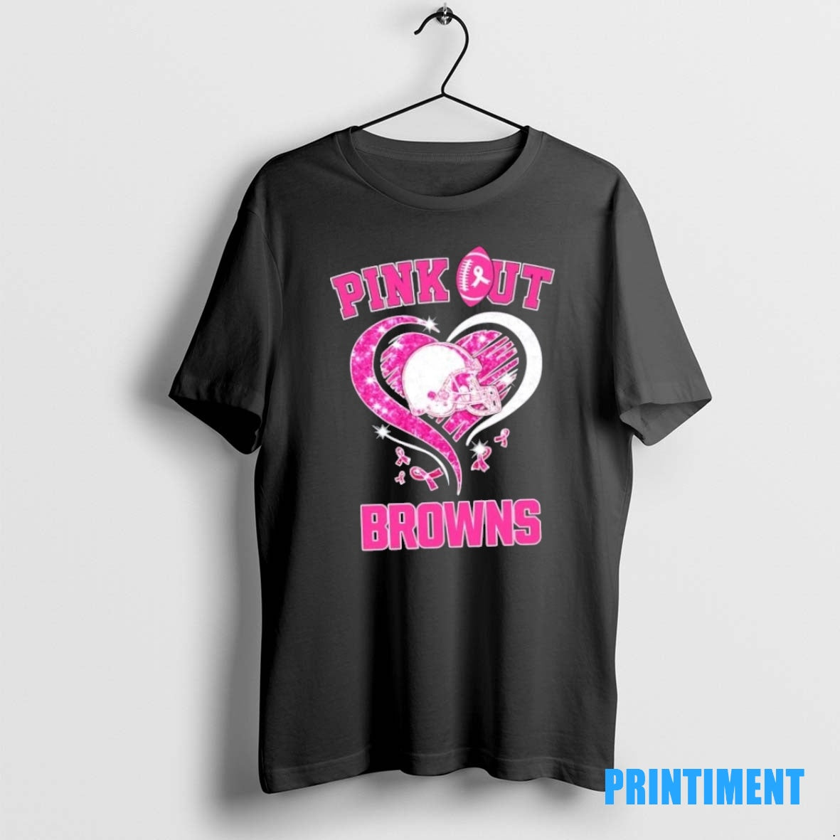 Official Cleveland Browns Football X Pink Out Hearts Tee Sweater