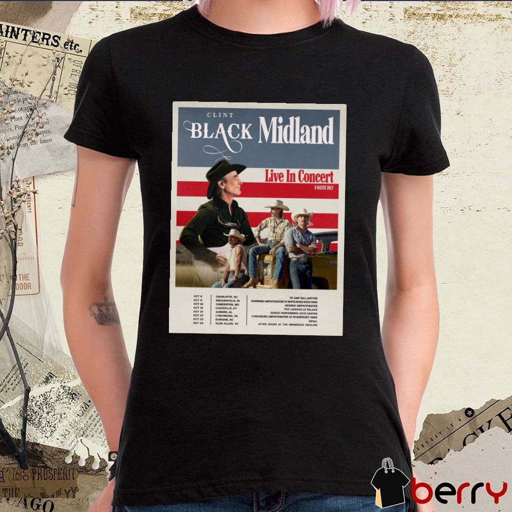 Clint Black Tickets Live In Concert 10.8 Charlotte NC 10.9 Indianapolis IN 10.10 Camdenton MO Poster t-shirt