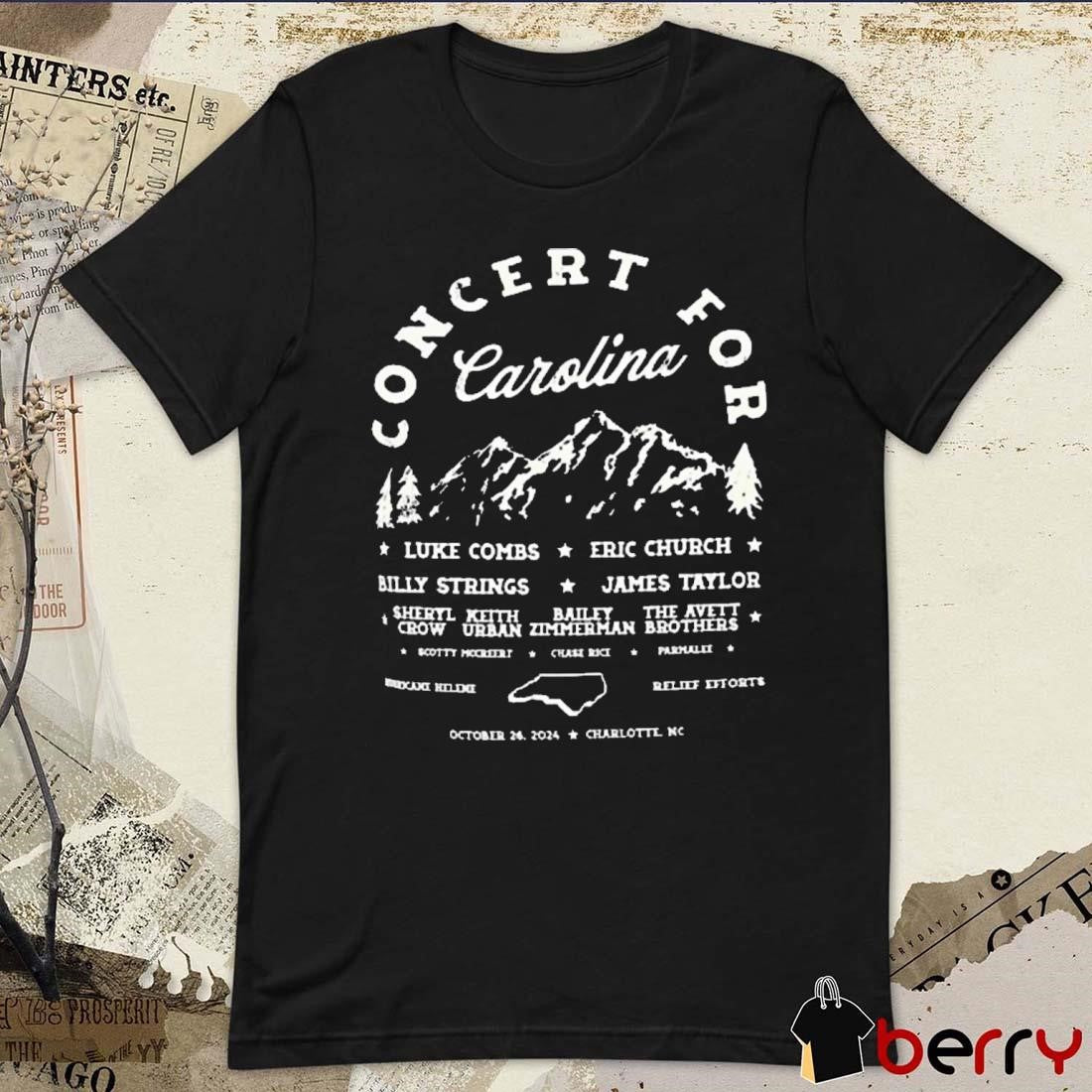 Concert For Carolina Luke Combs Eric Church Oct 26 2024 Charlotte NC t-shirt