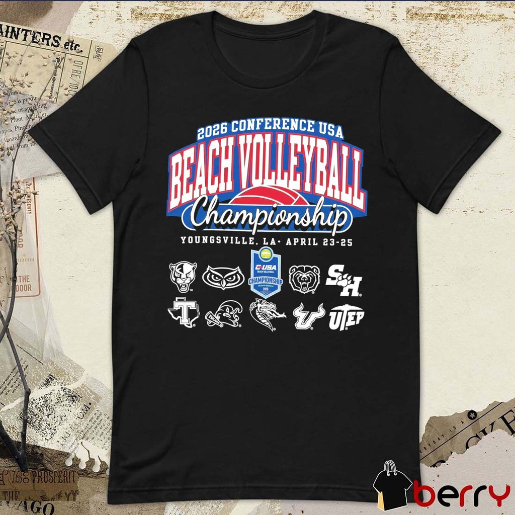 Conference USA Beach Volleyball – Champion Youngsville LA April 23-25 2026 Logos t-shirt