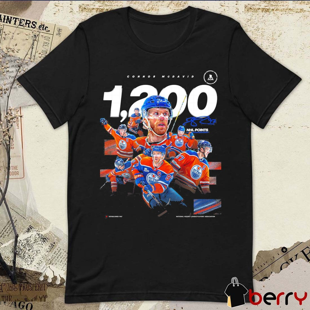 Connor Mcdavid Of The Edmonton Oilers Reaching 1,200 Career NHL Points Signature t-shirt